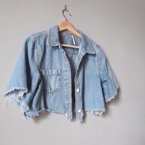 Free People cropped short sleeve denim jacket